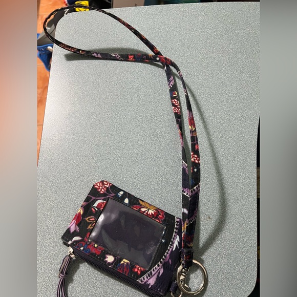 Vera Bradley Iconic Zip ID Purple Floral Case lanyard. - Picture 12 of 12